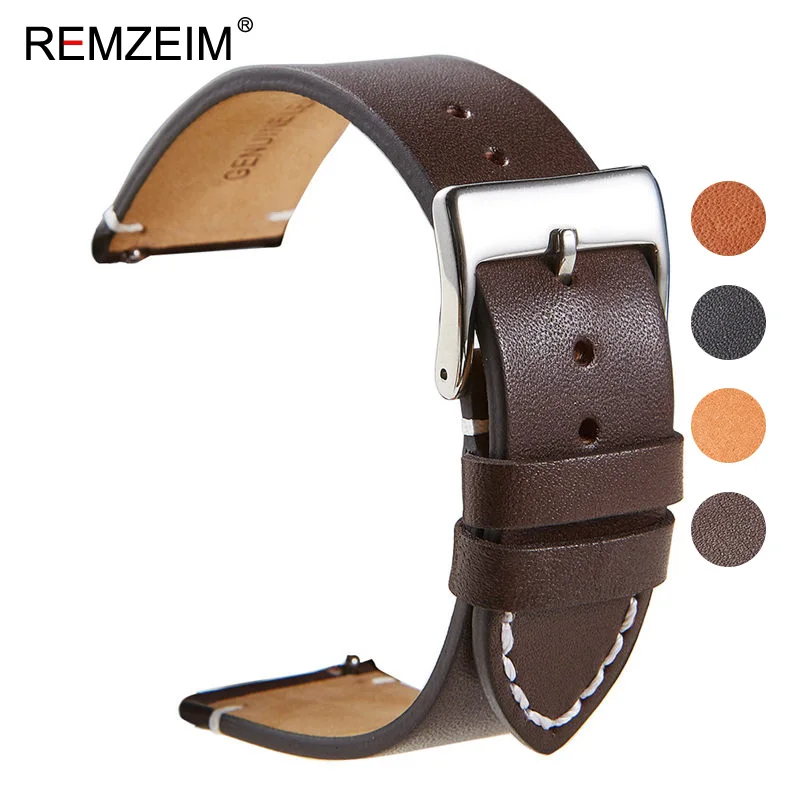 

18 20 22 24mm Calfskin Leather Watch band Strap for Amazfit Huawei GT Galaxy Watch 42 46mm Gear S3 WatchBand Quick Release