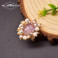glseevo natural irregular purple crystal finger ring adjustable elegant women wedding anniversary gift pearl jewelry gr0274