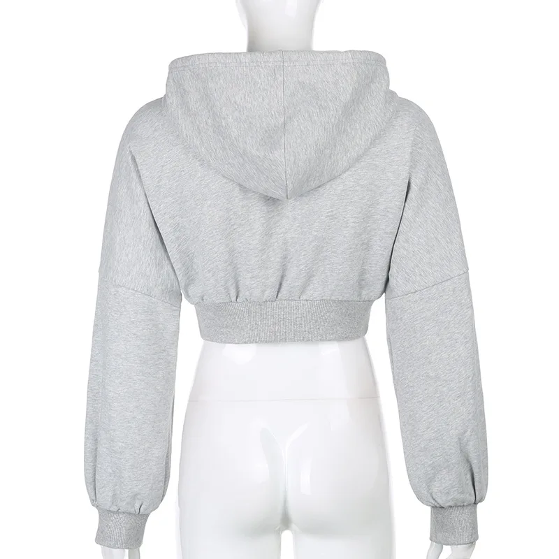 

Trendy Women Sexy Women's Crop Top Hoodie Autumn Tops Casual Long Sleeve Solid Loose Fit Drawstring Sweatshirt Thicken Hoody