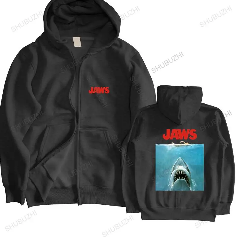 

men autumn sweatshirt black hoody Jaws Movie Vintage Poster Licensed Adult brand men autumn hoodie brand hoodie warm jacket