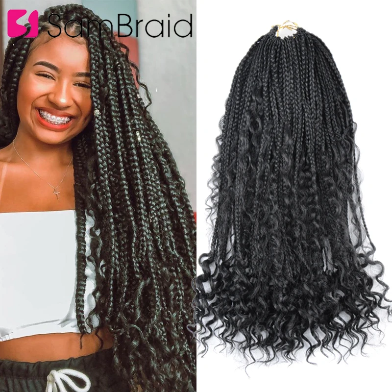 

Самкоса 18-дюймовые косички кудрявые синтетические волосы для наращивания черные косички для женщин