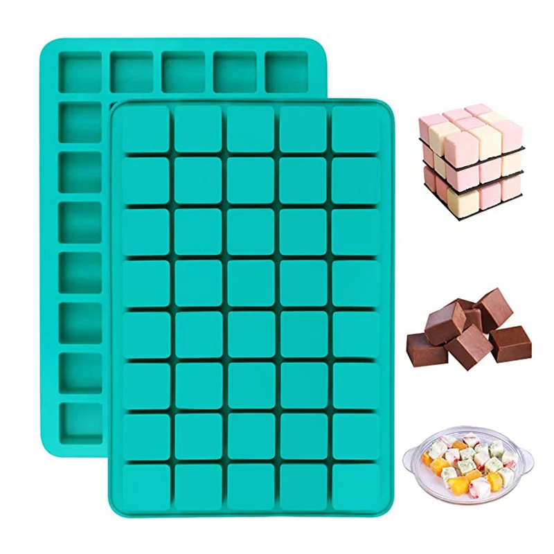 

40 Cavity Square Caramel Candy Silicone Molds Whiskey Ice Cube Tray Chocolate Truffles Grid Fondant Pralines Gummy Jelly Mould