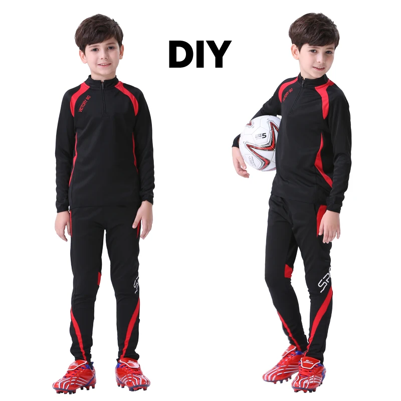 red DIY Зимняя Молодежная Спортивная одежда для баскетбола, футбола, бега, одежда для бега, длинные штаны, теплая спортивная куртка для фитнеса, пальто на молнии, футбольные рубашки - Цвет: red DIY