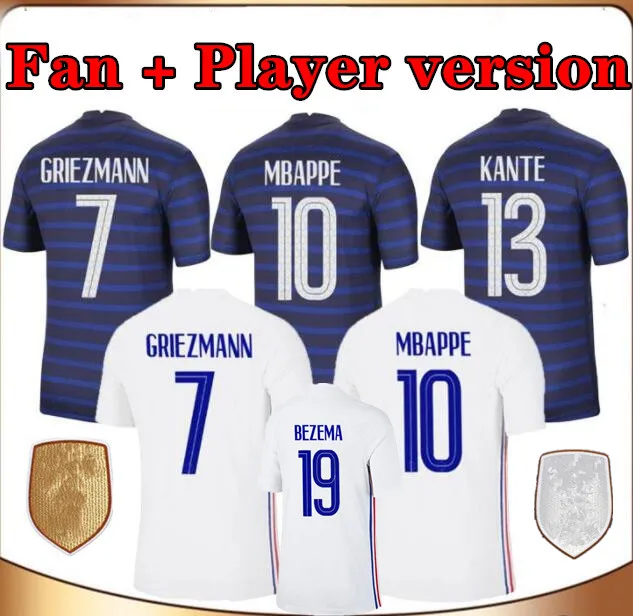 

2021 2022 France Football jerseys 21 22 high quality Maillot de football MBAPPE BENZEMA GRIEZMANN KANTE football shirt Uniforms