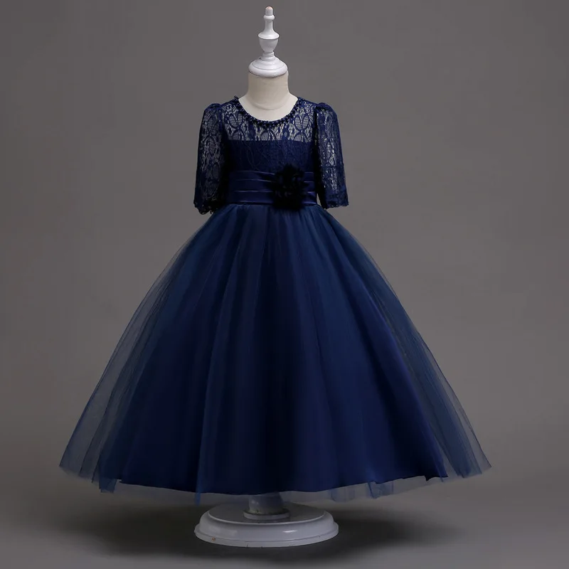 Новинка 2019 платье с рукавом до локтя кружевное для больших детей свадебные