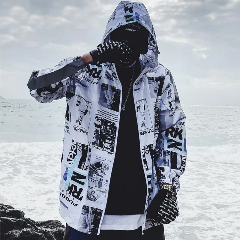 Куртка мужская с капюшоном уличная одежда в стиле Харадзюку тонкий спортивный