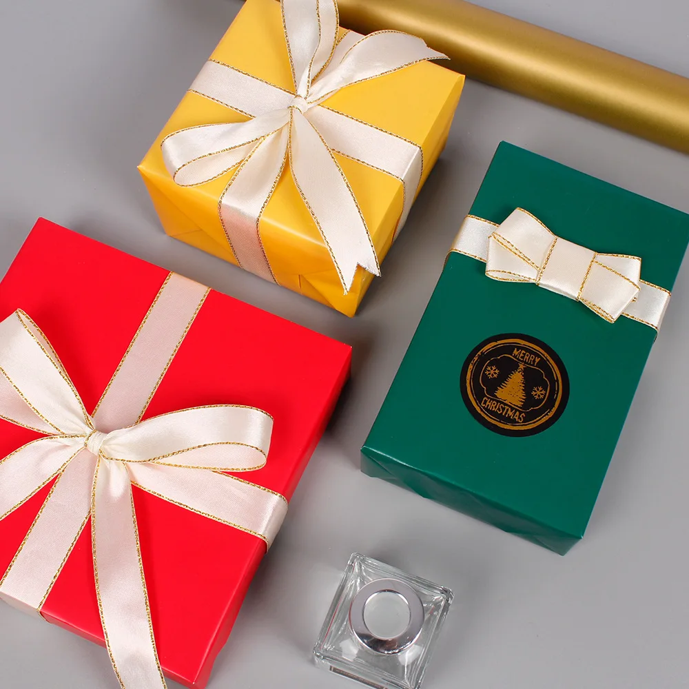 Подарочная упаковочная бумага в рулоне высокого качества одноцветная золотисто