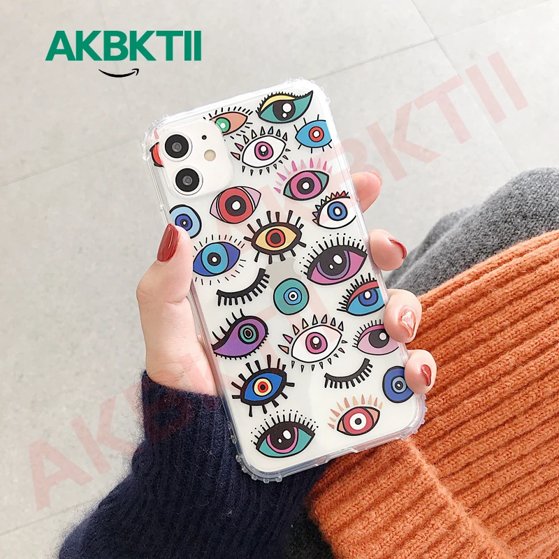 Милый прозрачный персональный глаз анти-падение пары чехол для телефона Iphone 11 pro
