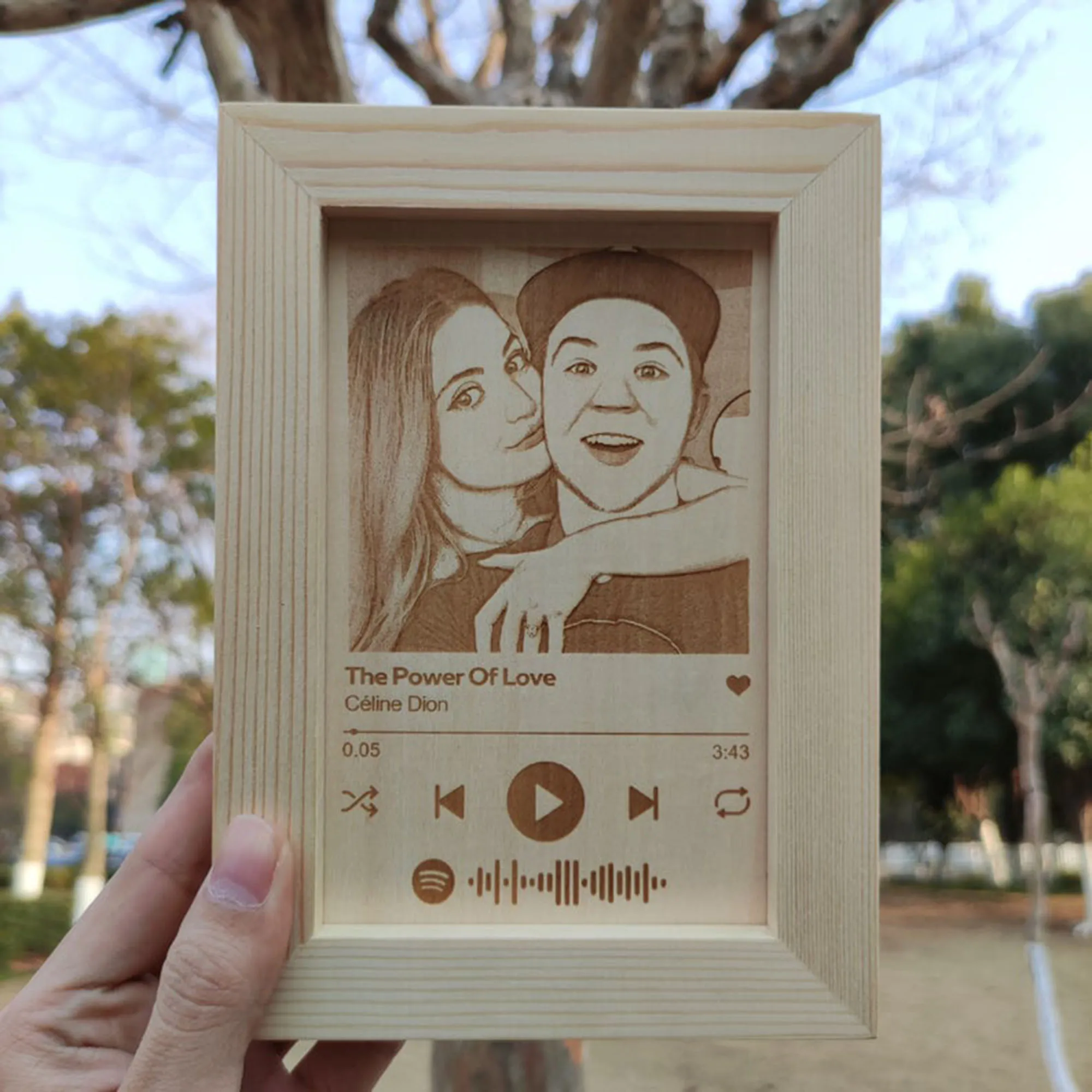 

New Spotify Code Wooden Frame Custom Photo,Song, Singer, Record For Friend Family Personalize DIY Creative Engraved Picture Gift