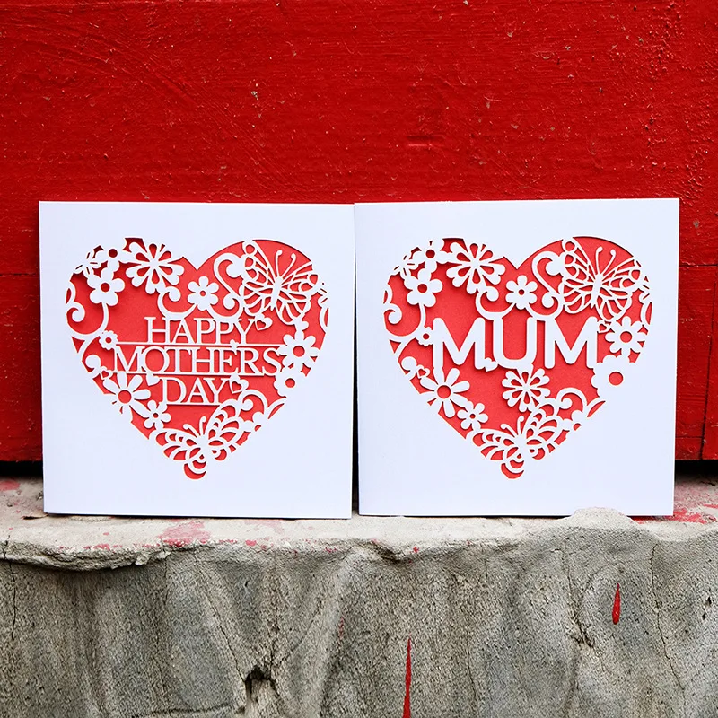 

White Beaded Paper Love Laser Hollowout Card Teachers Day Card Mother's Day Iridescent Paper Hollow Love Heart Greeting Card