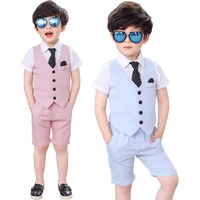 2021 summer boys formal suits vest shorts dress children school outfits dresses kids clothes sets pink toddler piano costume