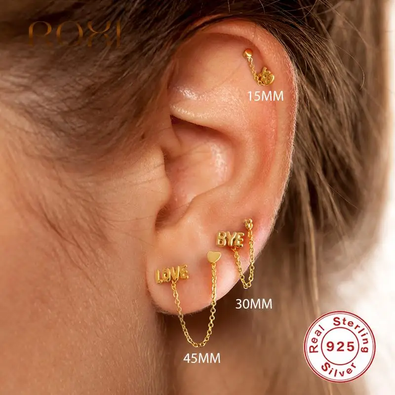 

2021 Thin Geometry Tassel Chains For Women Sterling Silver Hoop/Stud Earring Jewelry Casual Silver Accessories 15/30/45mm