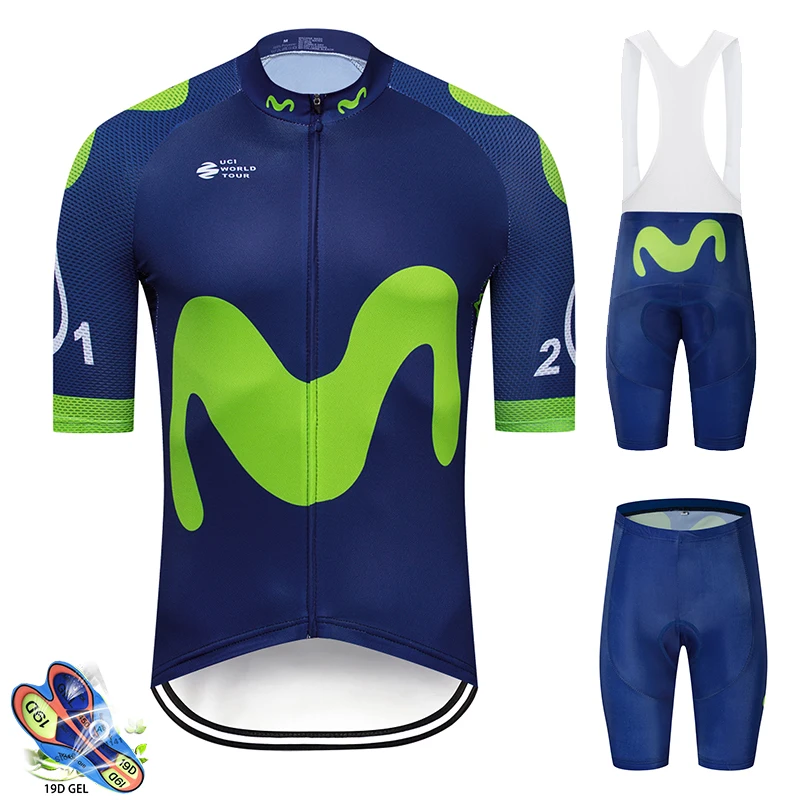 2020 Movistarful Team набор для велоспорта мужской Джерси с коротким рукавом комплект