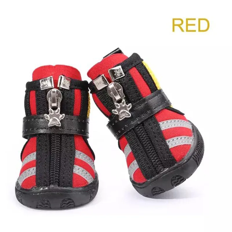 4 pcs/lot Small Dog Shoes Breathable Mesh Fabric Running Boots with Zippers Booties All Season Use |