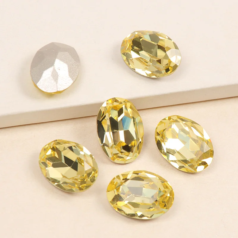 YANRUO 4120 Oval Jonquil Sewn Rhinestone Sewing Stones With Claws Frame Sliver Rhinestones Crystals For Needlework | Дом и сад