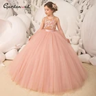 Цветочное платье для девочек 2021 Тюлевое пышное платье принцессы платье для маленьких девочек на день рождения милое детское платье кружевное платье для первого причастия