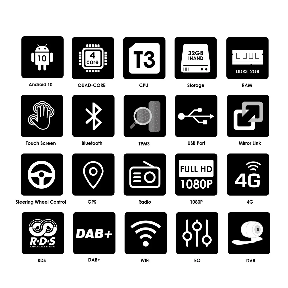 Универсальный автомобильный DVD плеер 1 din Android 10 четырехъядерный GPS Wifi BT Радио 2 Гб