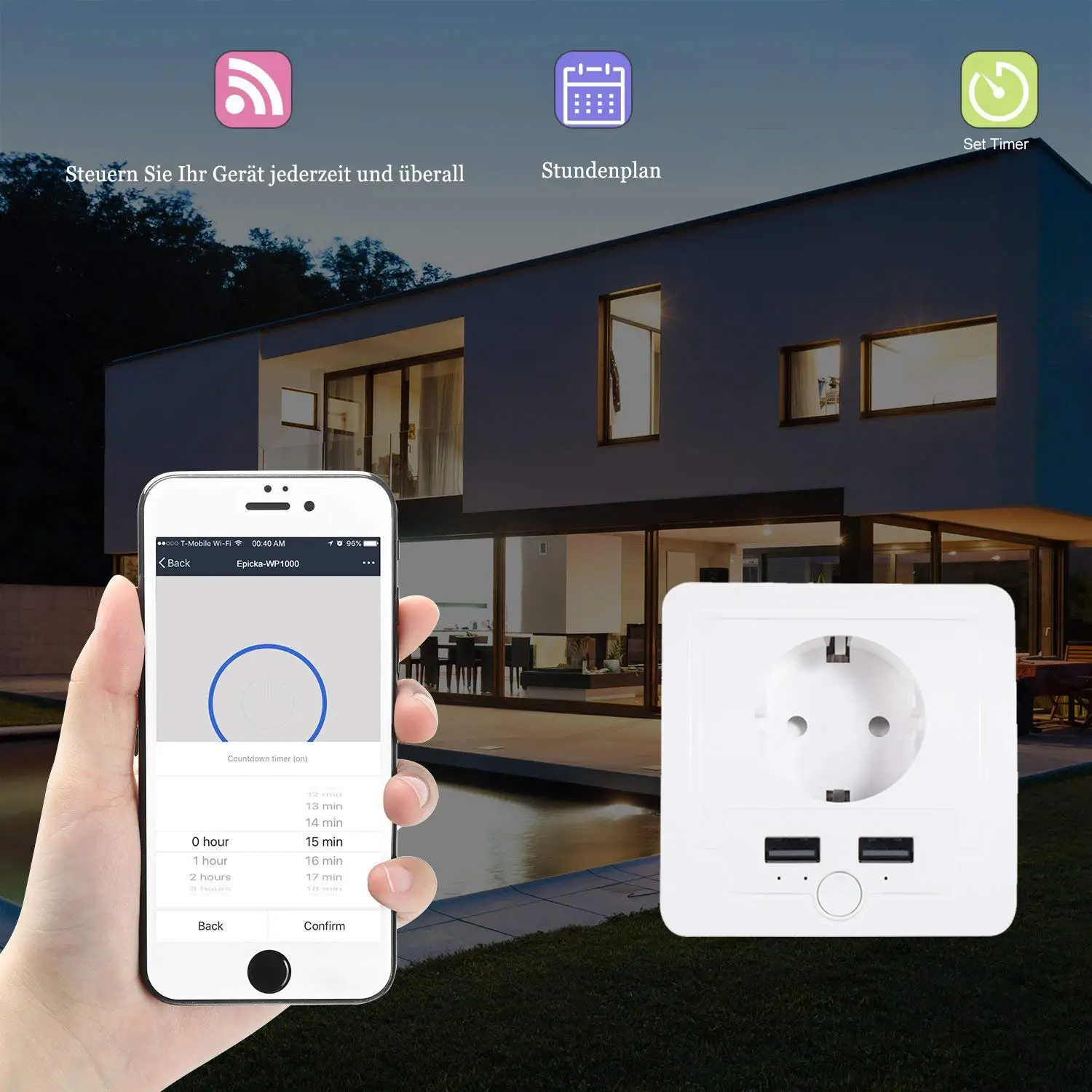 Wi Fi Смарт розетки электрическая мощность ЕС вилка Schuko выход мульти способ USB