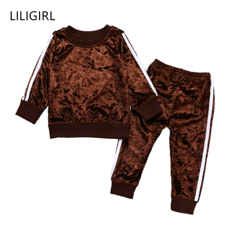 LILIGIRL/Одежда для маленьких девочек спортивный костюм осенний вельветовый с