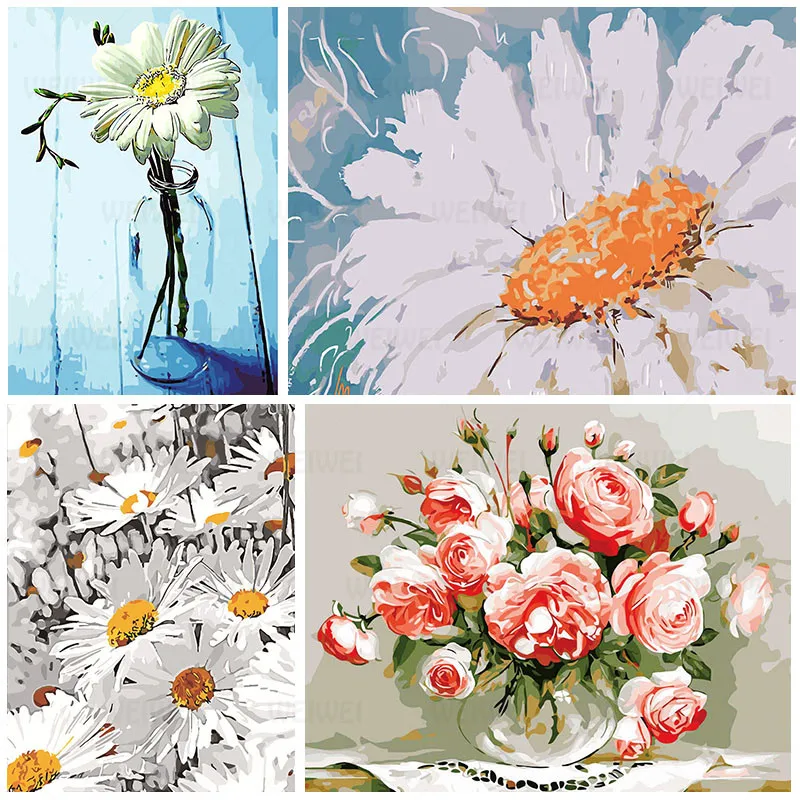 

Watercolor Flower Painting Acrylic Paint On Canvas Flowers Painting for Adult Child Gift Home Decor Wall Art Weiwei