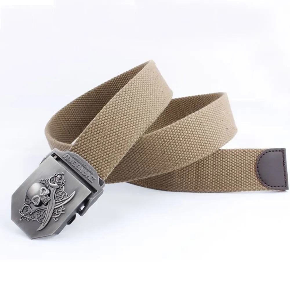 Ремень парусиновый мужской Модный повседневный брезентовый с 3d рисунком пиратов