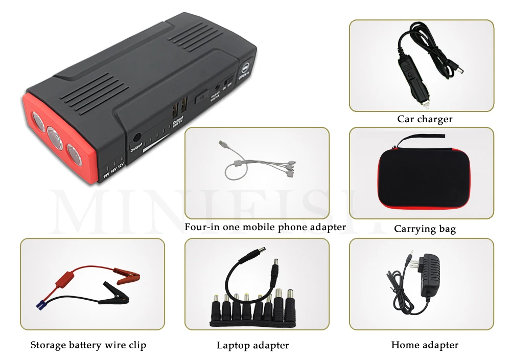 Портативная многофункциональная 600A Автомобильная батарея для аварийного пуска