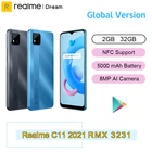 Глобальная версия Realme C11 2021 Новый 2 Гб ОЗУ 32 Гб ПЗУ 5000 мАч аккумулятор 6,5 дюймов HD 8MP AI камера 3 слота для карт зарядное устройство для ЕС Android 10
