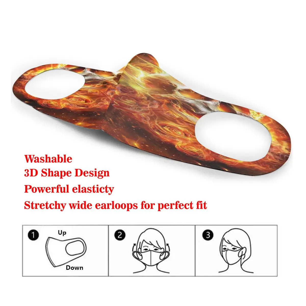 

Dust Mask Skulls On Fire Mouth Face Mask for Adult Kids Windproof Washable Reusable