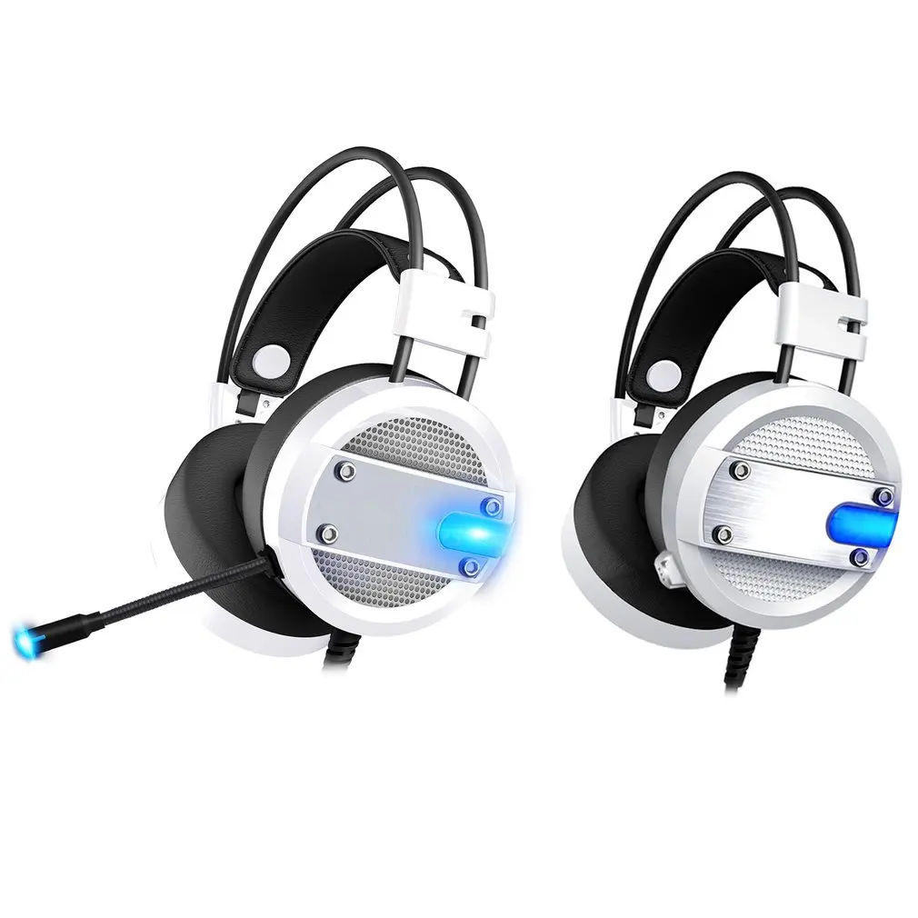Проводные Игровые наушники 3,5 мм ПК планшетный компьютер гарнитура hi-fi-стереозвук повязка на голову с микрофоном светящийся свет