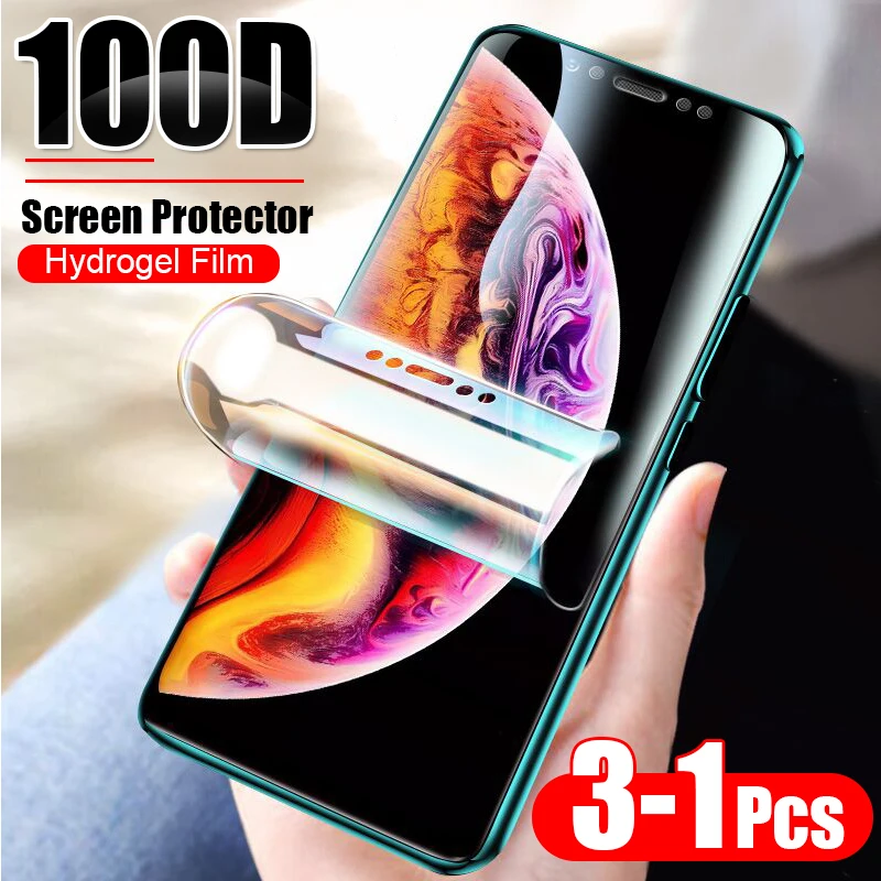 3 шт. 100D Защитная Гидрогелевая пленка для IPhone XR XS Max X 8 7 6 6s Plus полное
