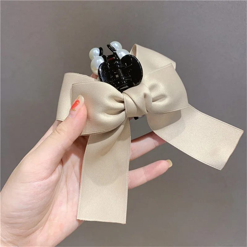 

Korean Bow Pearl Hair Accessories Pearl Hair Jaw Clip Hair Jaw Clip Girls Hair Refreshing Barrettes Hair hair clips for girls