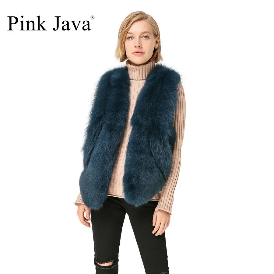 Розовый Java QC1859 женские пальто зимняя меховая одежда натурального меха лисы Жилет