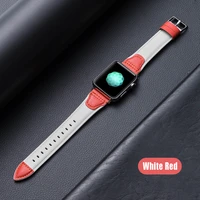 italy leather strap for apple watch band 44mm 40mm 42mm 38mm 44 mm hq contrast genuine leather bracelet iwatch serie 3 4 5 6 se