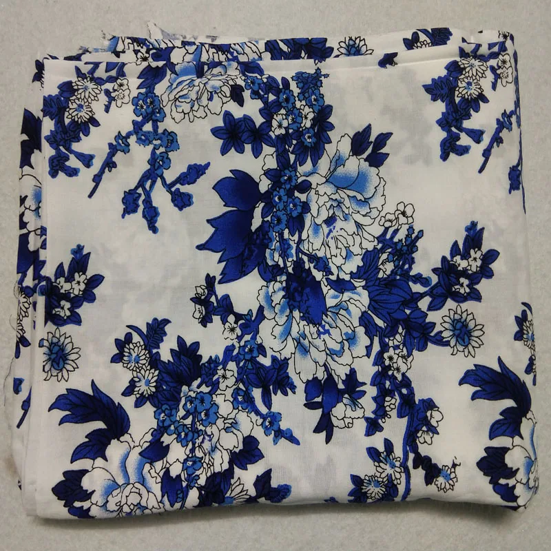 Традиционная сине-белая фарфоровая ткань вискоза гладкая мягкая летняя рубашка