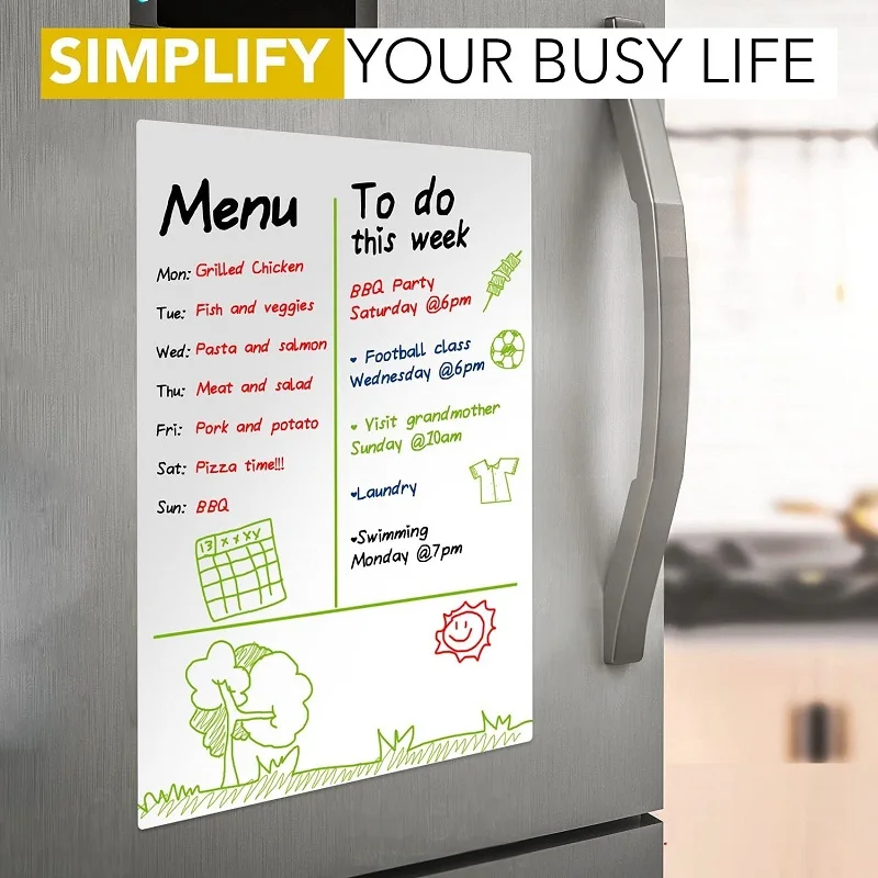 

Magnetic Dry-Erase Whiteboard Sheet Refrigerator White Board Organizer and Planner Board for Fridge Magnets Grocery List Board