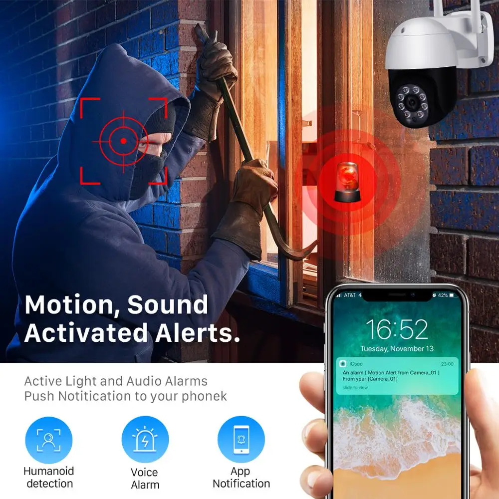 BESDER 5MP PTZ Открытый Wi Fi IP камера 1080P Скоростная купольная AI безопасности
