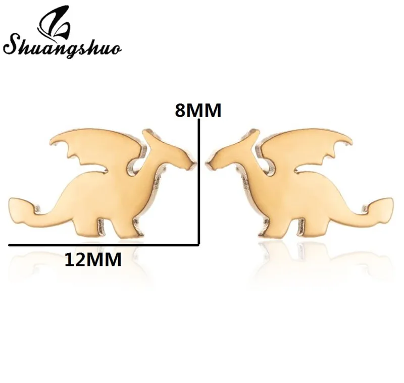 Серьги-гвоздики Shuangshuo в виде дракона для женщин и мужчин миниатюрные ювелирные