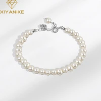 xiyanike silver color large pearl bracelet women fashion classic retro light luxury temperament handmade jewelry couple