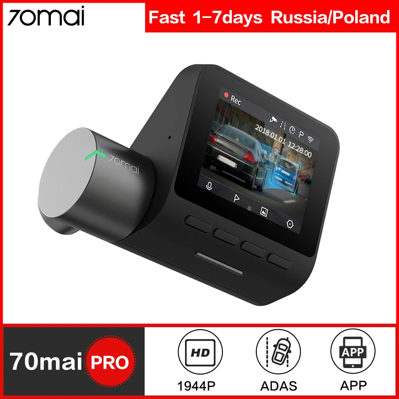 Видеорегистратор 70mai Dash Cam Pro автомобильная камера с разрешением 1944P HD Wi-Fi функцией