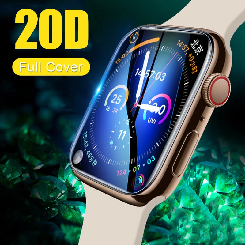 20D закаленное стекло с изогнутыми краями для Iwatch 1 2 3 4 Защитное Apple watch 38 40 42 44 мм