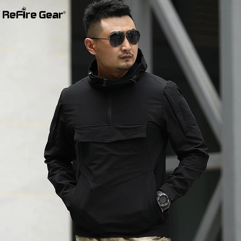 

ReFire Gear светильник кое тактическое водонепроницаемое Мужское пальто с капюшоном и несколькими карманами в Военном Стиле флисовое пальто с капюшоном легкая тонкая Повседневная Верхняя одежда