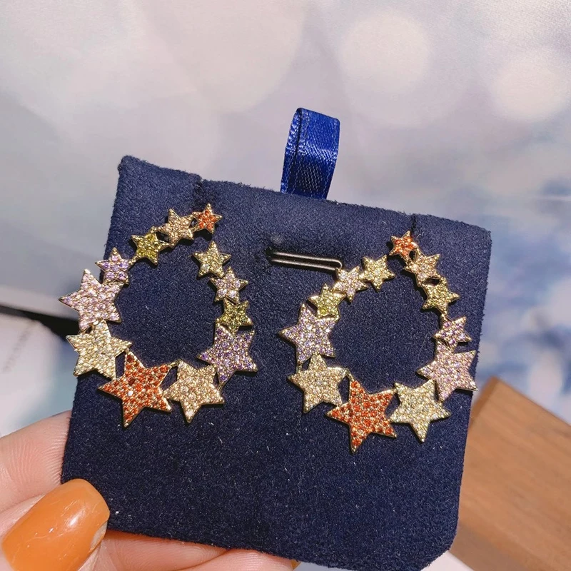 

Colorful five-pointed star stud earrings geometric earrings 210322-81