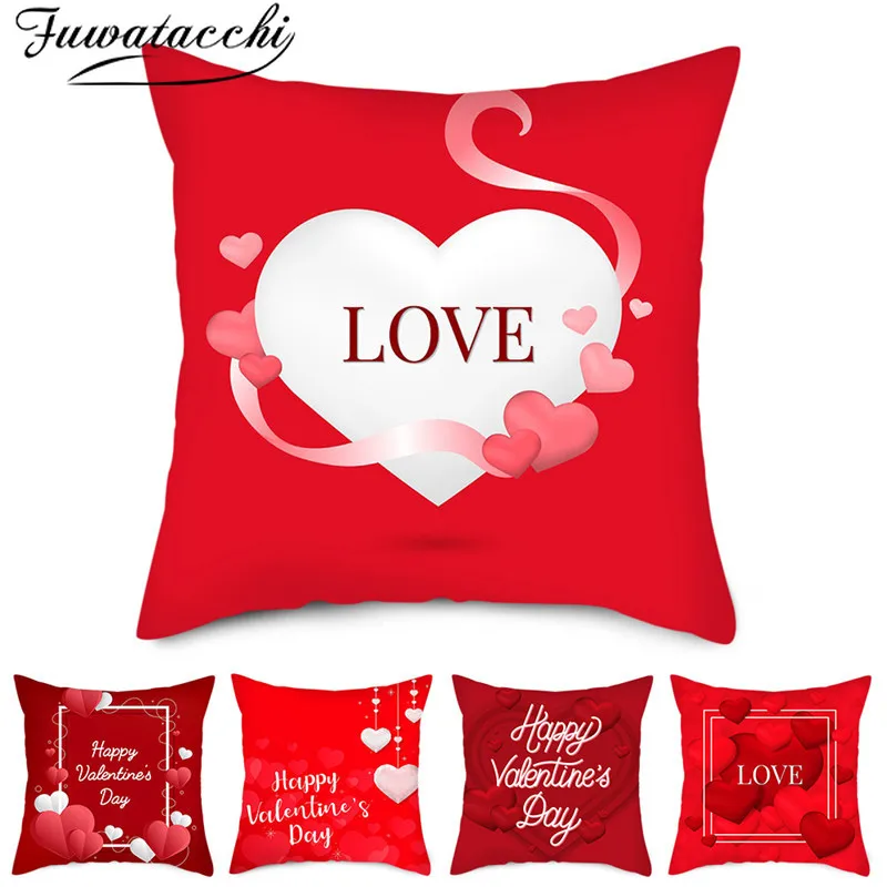 Fuwatacchi Valentine's Day present Cushion Covers red love Pillow Cases For Car Bedroom Sofa Decorative Throw Pillows | Дом и сад