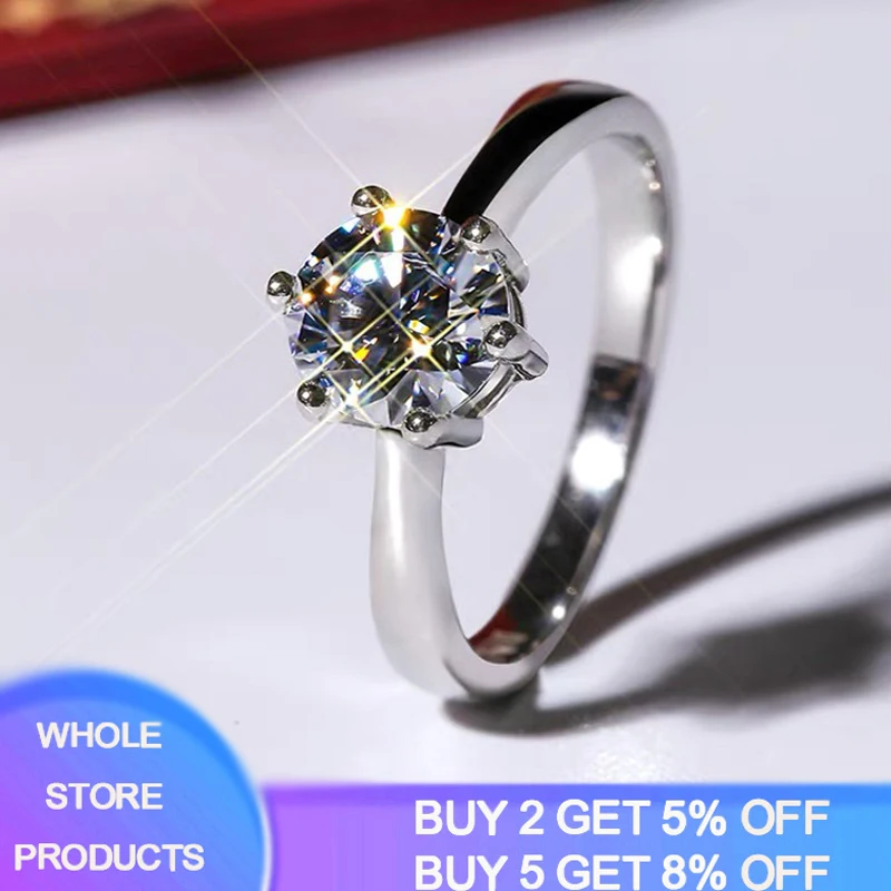 

Famous Brand Classic Design Silver 925 Rings With Certificate Lab Diamond Ring With S925 Stamp White Gold Color Wedding Rings