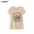 Женская винтажная шикарная футболка в стиле бохо с красивым принтом мотоцикла, женские топы, хлопковая футболка, женская футболка