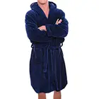 Однотонная одежда для сна, Мужская Фланелевая Пижама, банный халат с карманами, теплая Мужская Ночная рубашка с капюшоном, кардиган, домашняя одежда