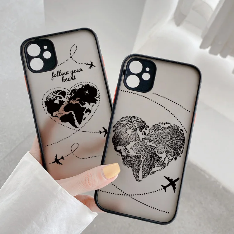 Popular World Map Travel Airplane Phone Case For iphone 7 8 Plus SE2 11 13 12 14 Pro Max X XR XS MAX Back Hard Shockproof Cover