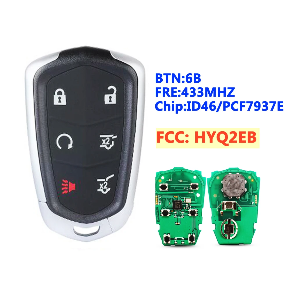 

XNRKEY FCC:HYQ2EB, 6 кнопок, 433 МГц для Cadillac