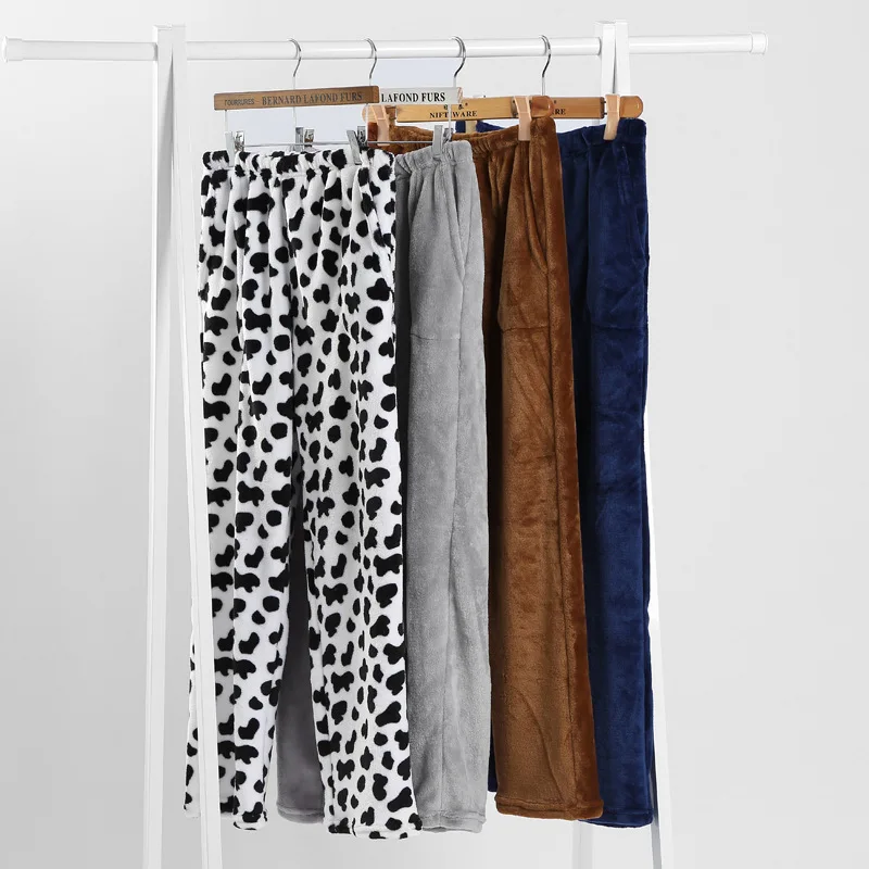 Женские брюки 2020 новые зимние Фланелевые для дома с изображением коровы Пижама