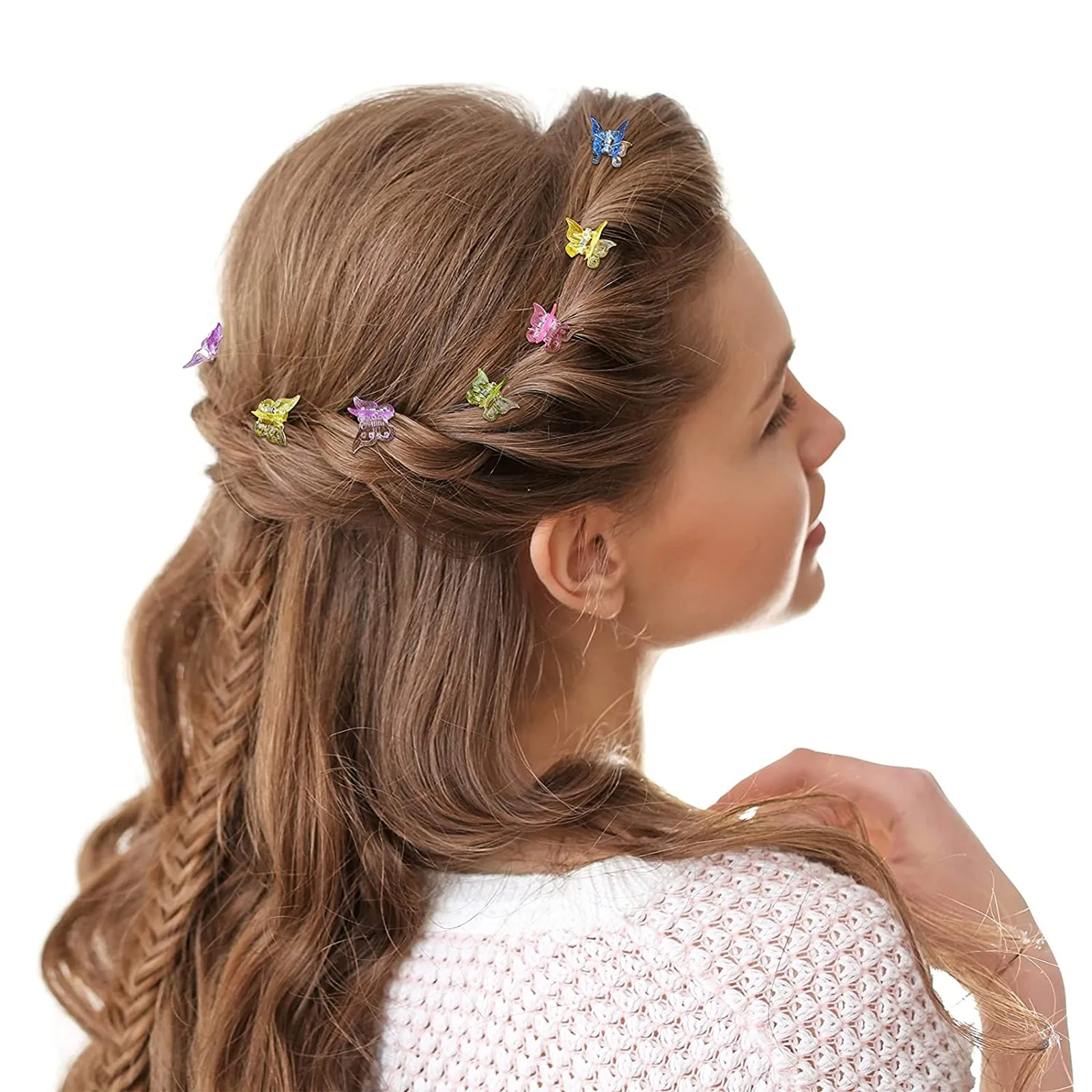 12pcs/lot Mixed Color Butterfly Hair Clips Children's Small Clip Jelly Mini Beautiful Accessories |